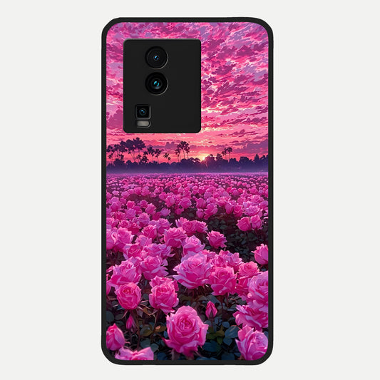  Rose Sunset Valley Glass Case For iQOO Neo 7 Pro back cover – full design glossy printed glass finish
