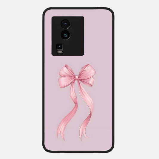  Soft Blush Bow Glass Case For iQOO Neo 7 Pro back cover – full design glossy printed glass finish