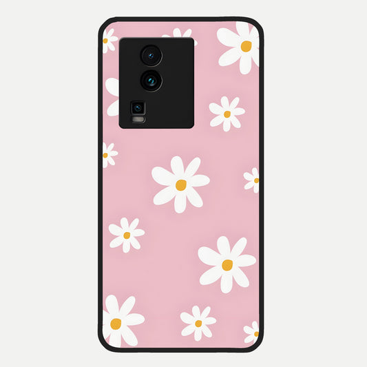  Soft Daisy Bliss Glass Case For iQOO Neo 7 Pro back cover – full design glossy printed glass finish