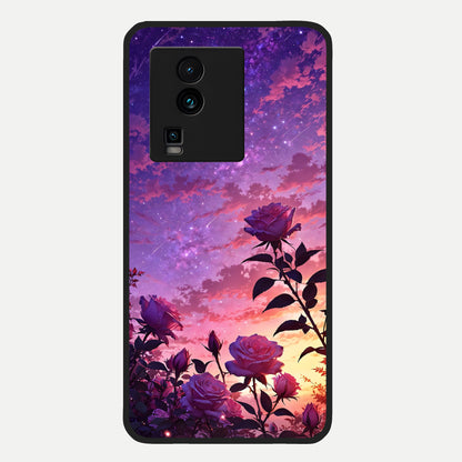  Starlit Rose Twilight Glass Case For iQOO Neo 7 Pro back cover – full design glossy printed glass finish