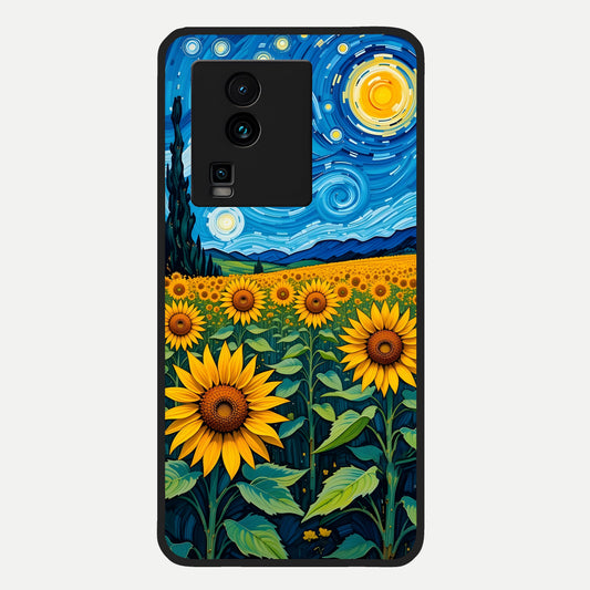  Starry Sunflower Dreams Glass Case For iQOO Neo 7 Pro back cover – full design glossy printed glass finish