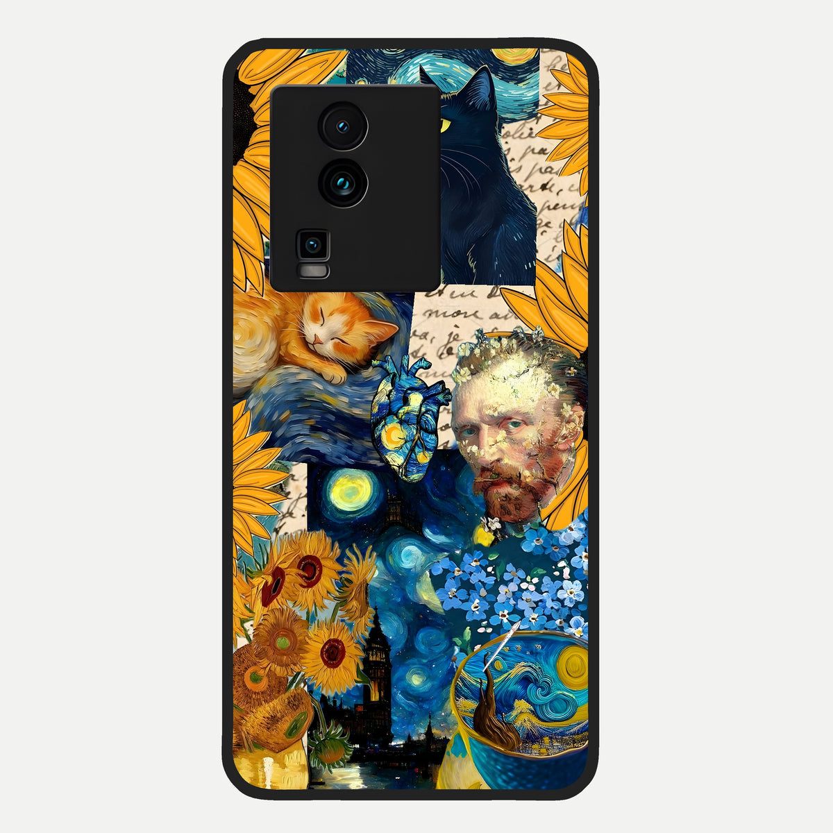  Sunflower Chic Mood Custom Name Glass Case For iQOO Neo 7 Pro back cover – full design glossy printed glass finish