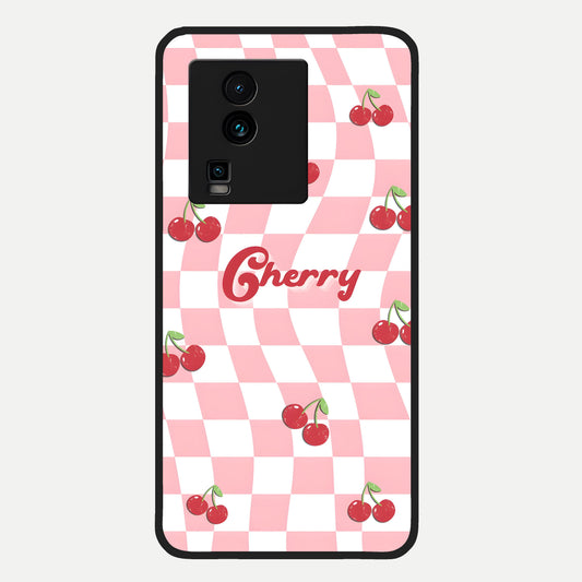  Sweet Cherry Vibes Glass Case For iQOO Neo 7 Pro back cover – full design glossy printed glass finish
