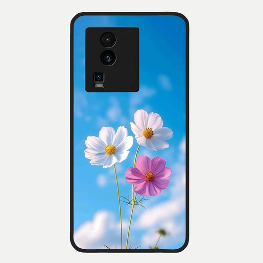  Tripple Flowers With Sky Glass Case For iQOO Neo 7 Pro back cover – full design glossy printed glass finish