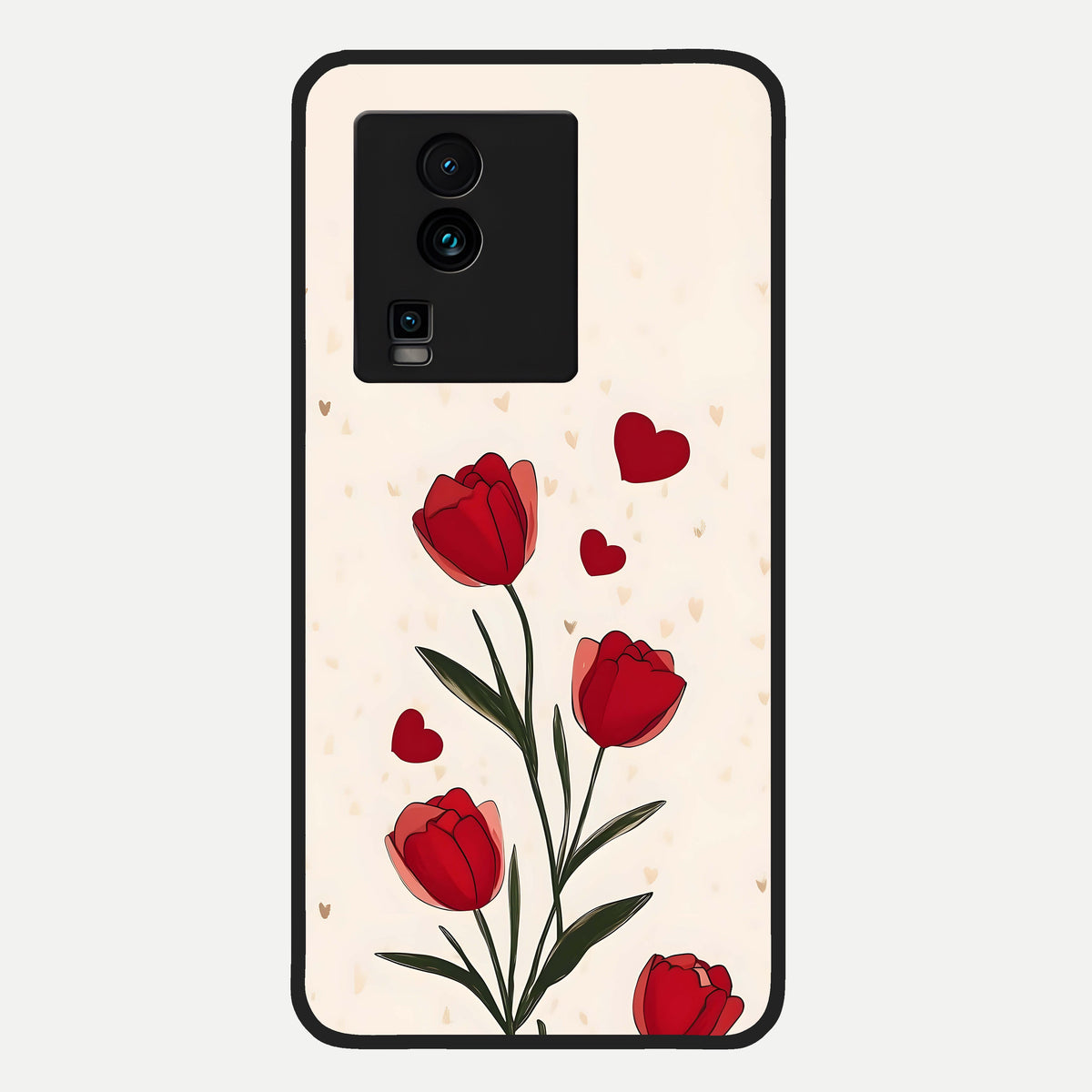  Tulip With Heart Glass Case For iQOO Neo 7 Pro back cover – full design glossy printed glass finish