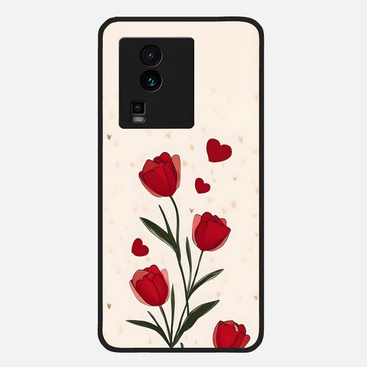  Tulip With Heart Glass Case For iQOO Neo 7 Pro back cover – full design glossy printed glass finish
