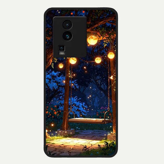  Twilight Garden Swing Glass Case For iQOO Neo 7 Pro back cover – full design glossy printed glass finish