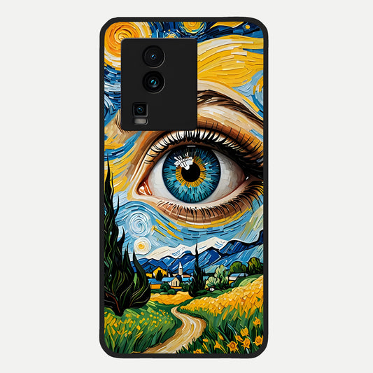  Van Gogh Eye Glass Case For iQOO Neo 7 Pro back cover – full design glossy printed glass finish