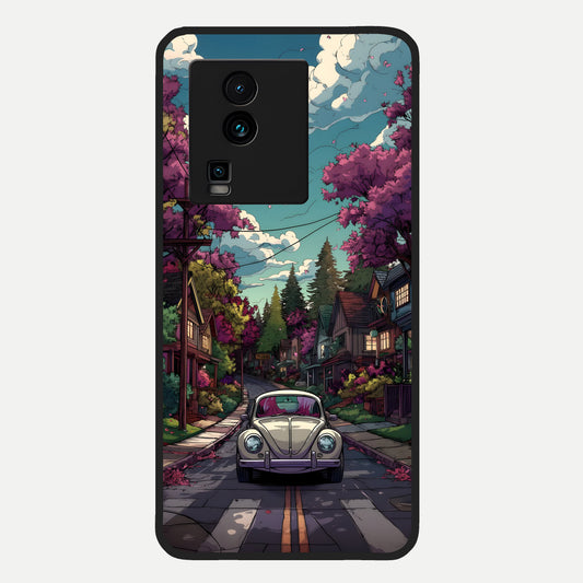  Vintage Street Drive Glass Case For iQOO Neo 7 Pro back cover – full design glossy printed glass finish