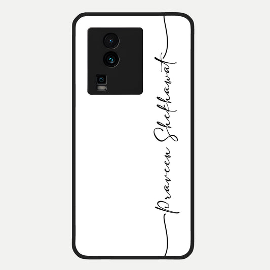 White Tune Custom Name Glass Case For iQOO Neo 7 Pro back cover – personalized glossy printed glass finish