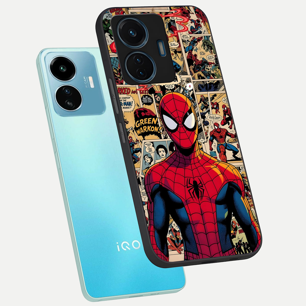  Aesthetic Spider phone case For iQOO Z6 Lite 5G showing premium glass back cover with detailed artwork