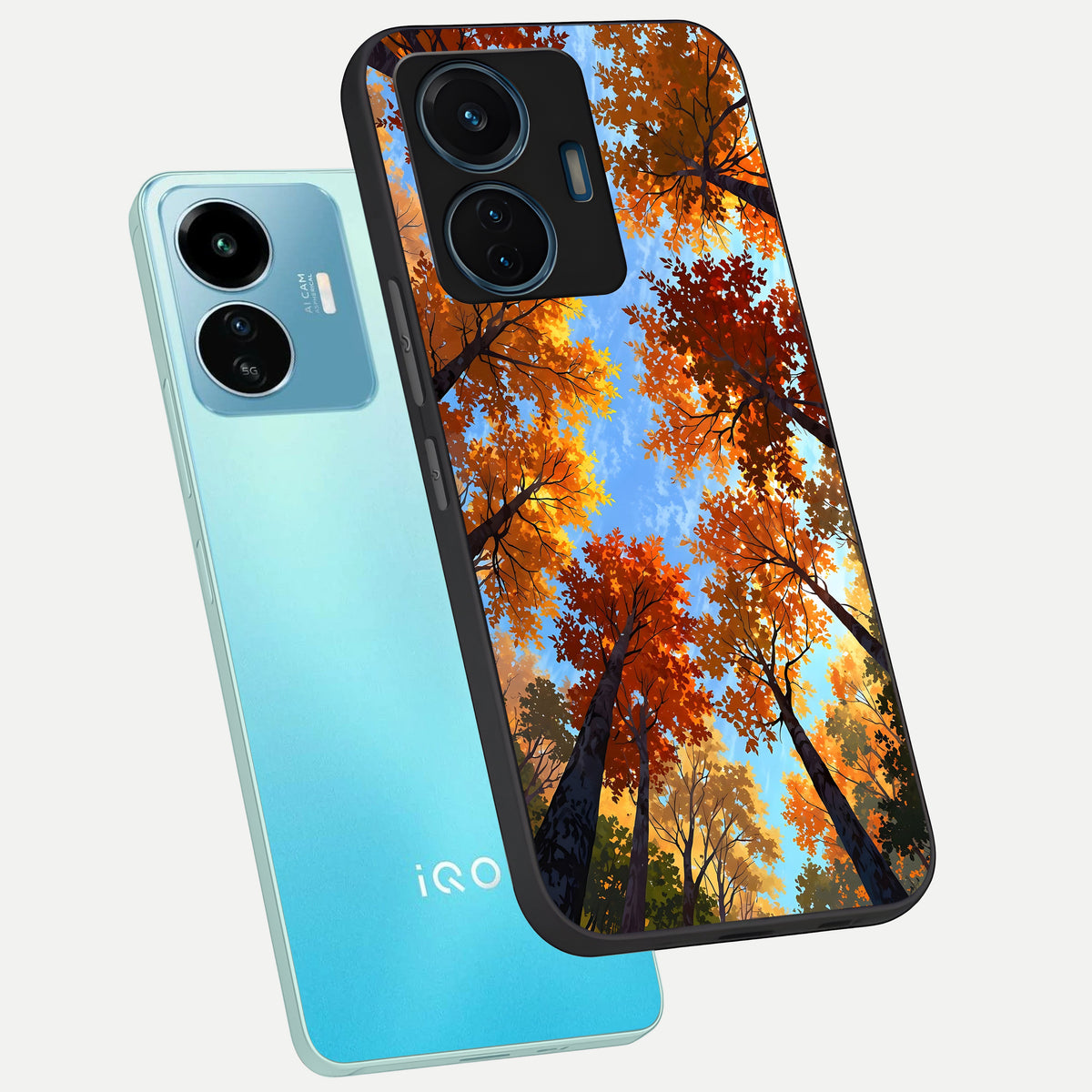  Autumn Sky Rise phone case For iQOO Z6 Lite 5G showing premium glass back cover with detailed artwork