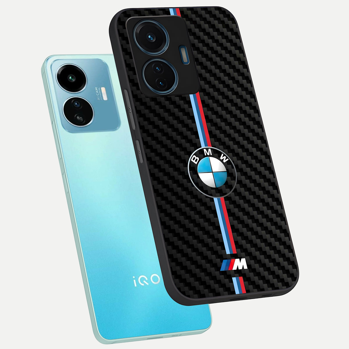  BMW Pattern phone case For iQOO Z6 Lite 5G showing premium glass back cover with detailed artwork