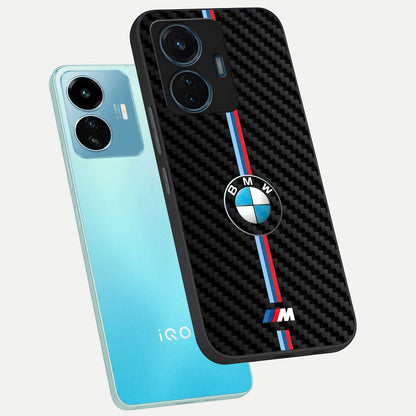  BMW Pattern phone case For iQOO Z6 Lite 5G showing premium glass back cover with detailed artwork
