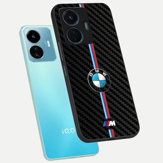 BMW Pattern phone case For iQOO Z6 Lite 5G showing premium glass back cover with detailed artwork