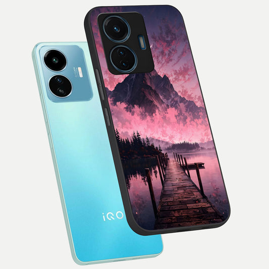  Beautiful Mountain View phone case For iQOO Z6 Lite 5G showing premium glass back cover with detailed artwork