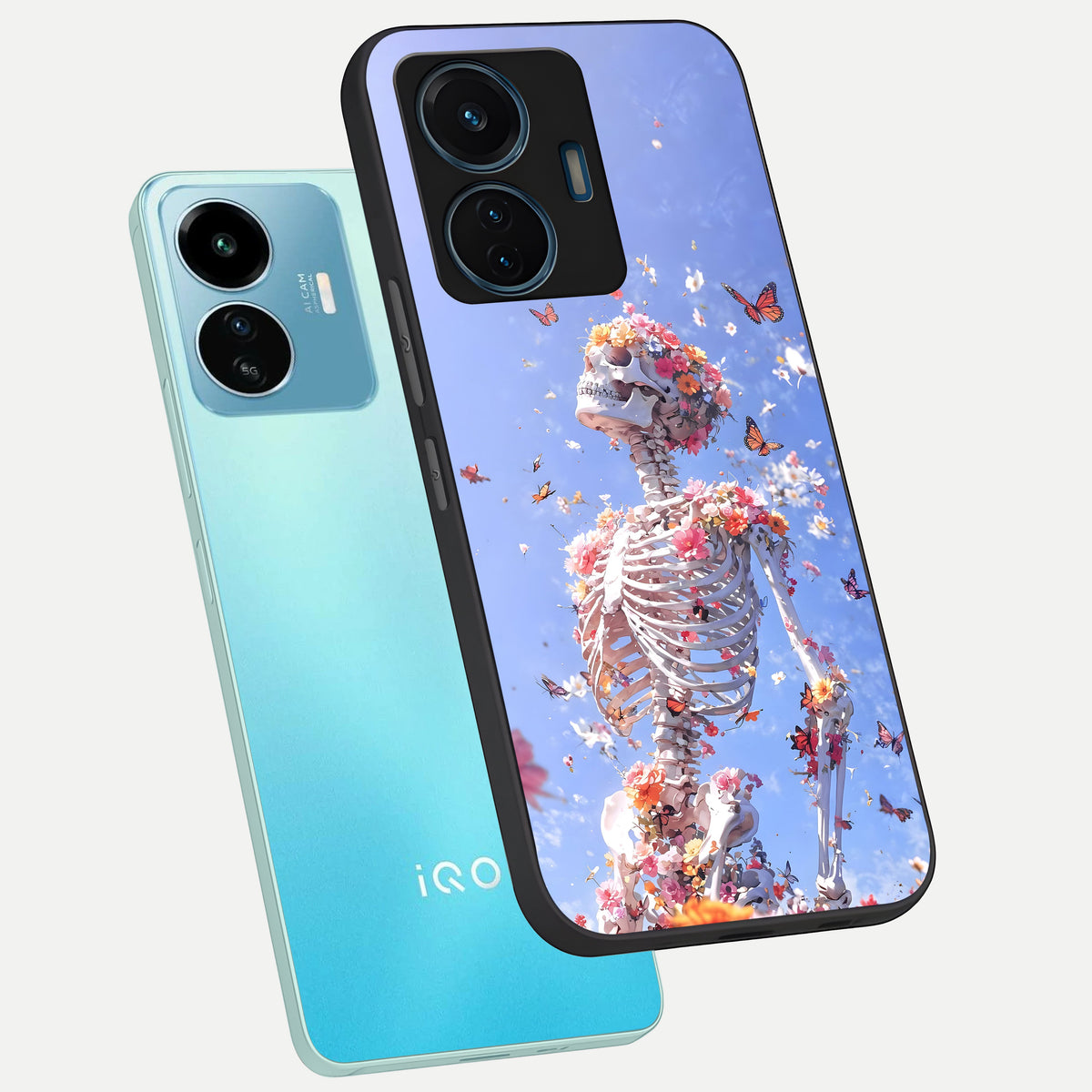  Bloom Beyond Bones phone case For iQOO Z6 Lite 5G showing premium glass back cover with detailed artwork