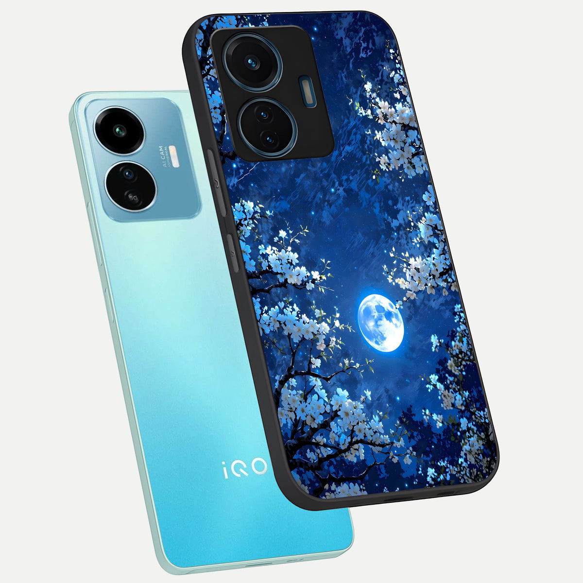  Blossom Moonlight Sky phone case For iQOO Z6 Lite 5G showing premium glass back cover with detailed artwork