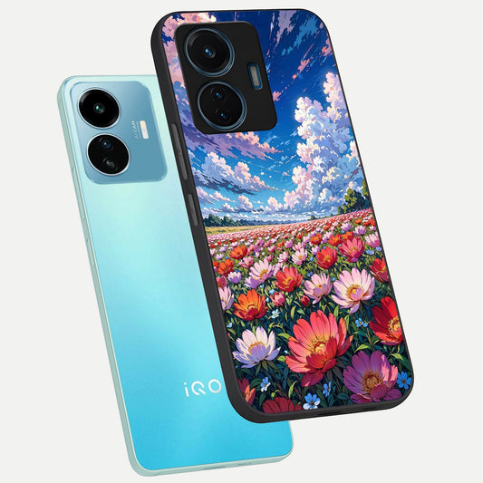  Blossom Sky Field phone case For iQOO Z6 Lite 5G showing premium glass back cover with detailed artwork