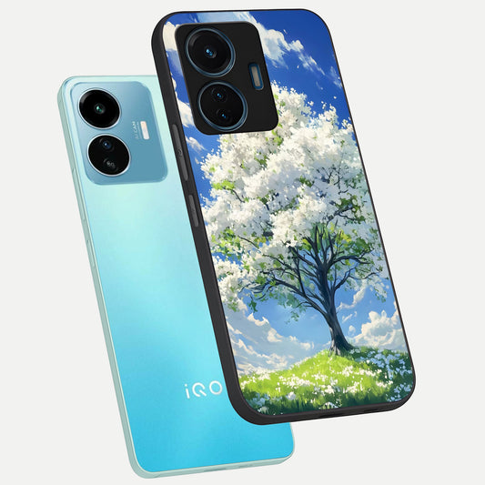  Blossom Sky Serenity phone case For iQOO Z6 Lite 5G showing premium glass back cover with detailed artwork