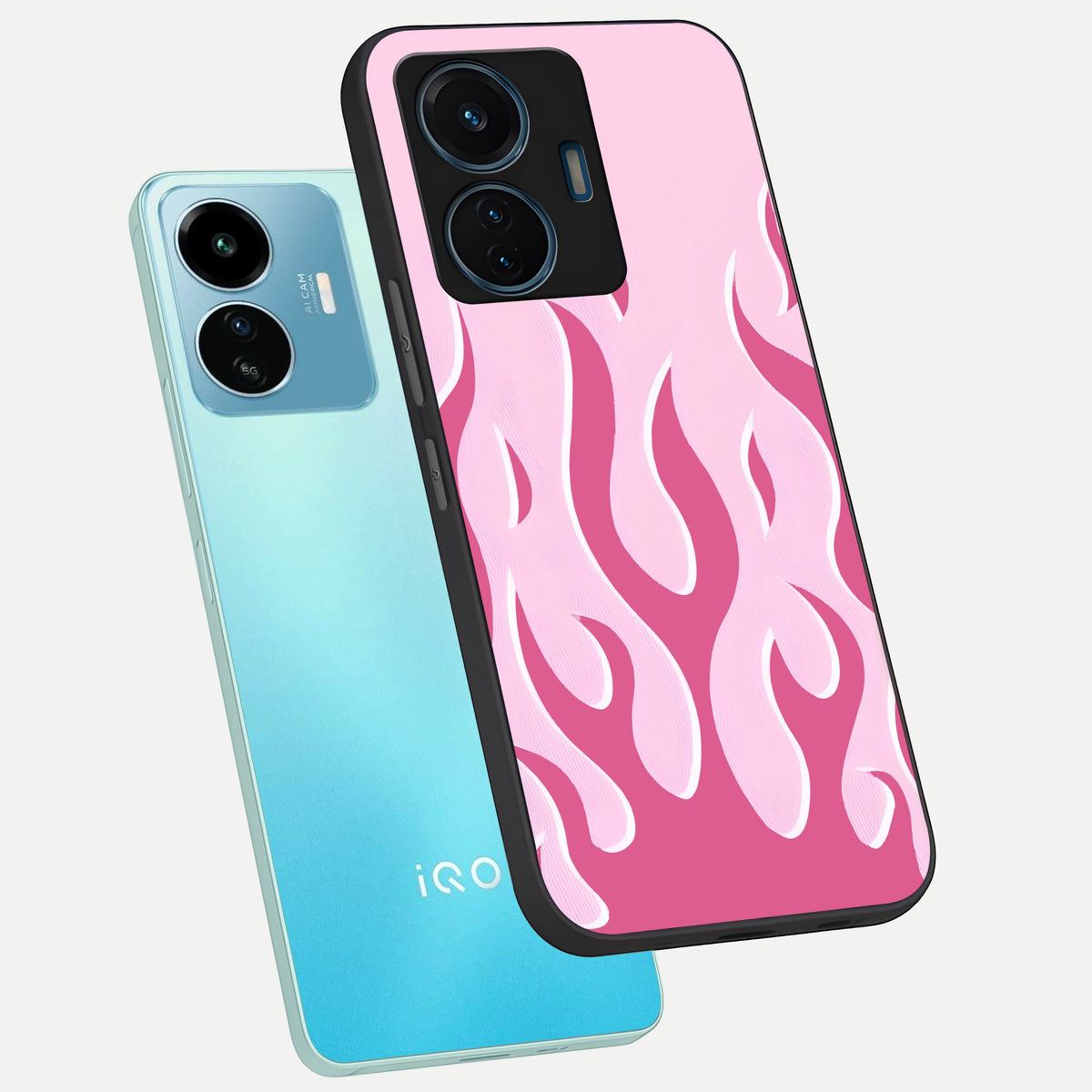  Blush Flame Energy phone case For iQOO Z6 Lite 5G showing premium glass back cover with detailed artwork