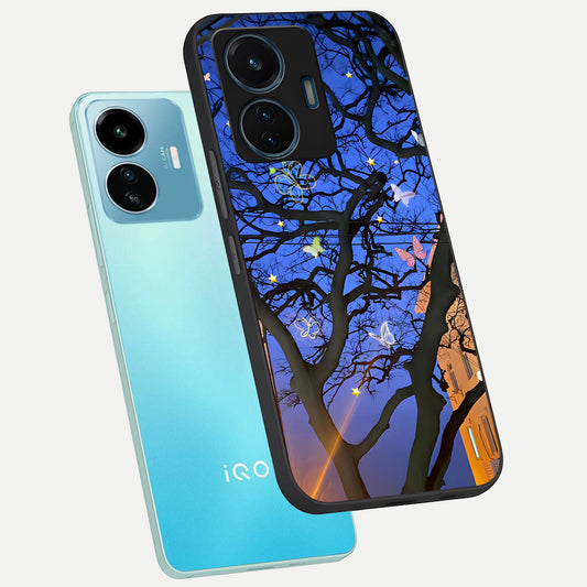  Butterfly Night Magic phone case For iQOO Z6 Lite 5G showing premium glass back cover with detailed artwork
