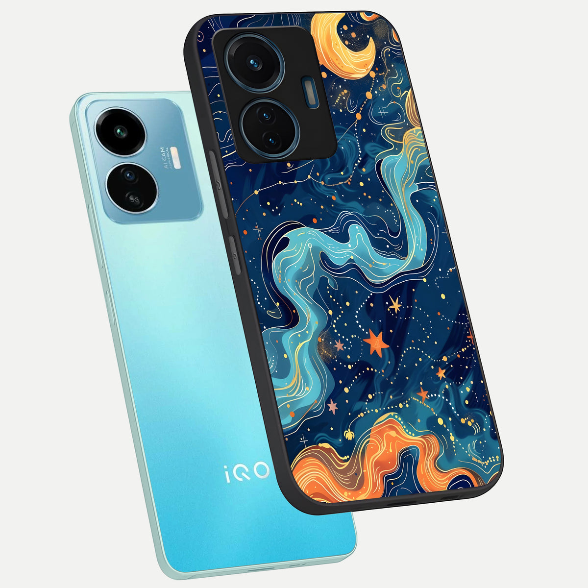  Celestial Dream Flow phone case For iQOO Z6 Lite 5G showing premium glass back cover with detailed artwork