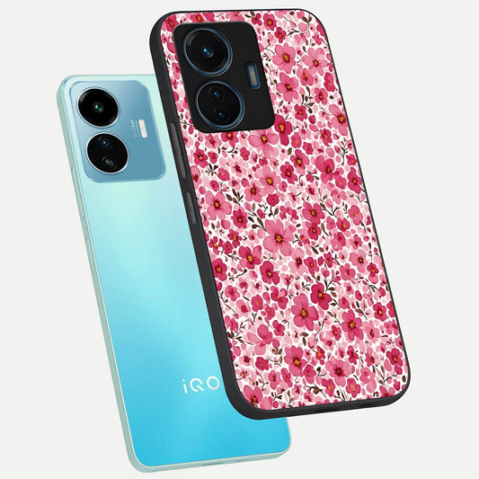  Cherry Blossom Charm phone case For iQOO Z6 Lite 5G showing premium glass back cover with detailed artwork