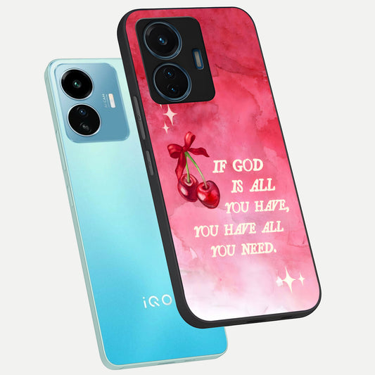  Cherry Quote phone case For iQOO Z6 Lite 5G showing premium glass back cover with detailed artwork