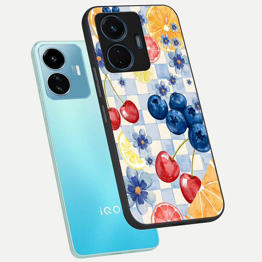  Citrus Bloom Joy phone case For iQOO Z6 Lite 5G showing premium glass back cover with detailed artwork