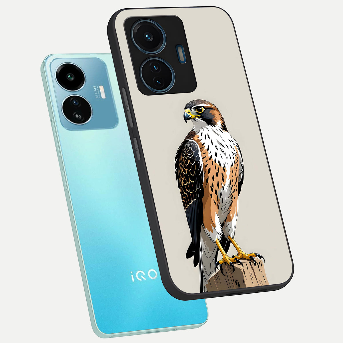  Clever Eagle phone case For iQOO Z6 Lite 5G showing premium glass back cover with detailed artwork