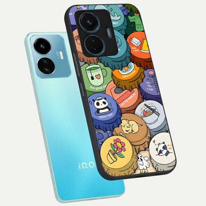 Coins Patterns phone case For iQOO Z6 Lite 5G showing premium glass back cover with detailed artwork