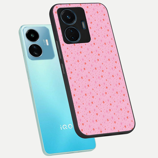  Cosmic Pink Sparkle phone case For iQOO Z6 Lite 5G showing premium glass back cover with detailed artwork