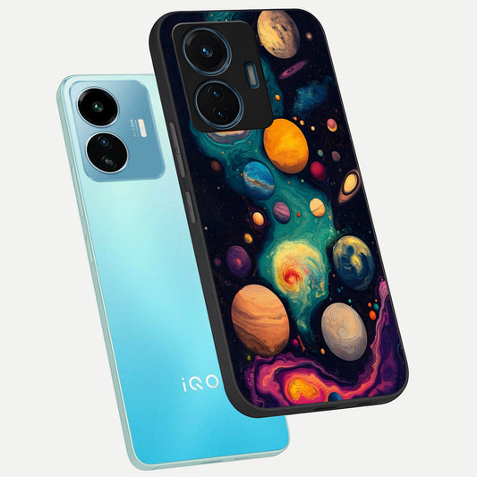  Cosmic Planet Journey phone case For iQOO Z6 Lite 5G showing premium glass back cover with detailed artwork