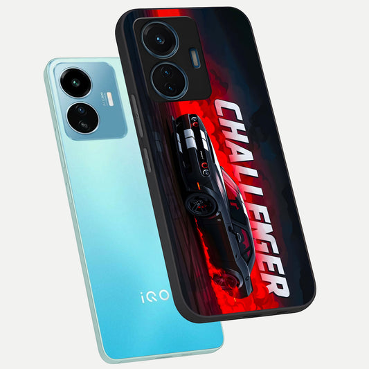  Crimson Challenger Fury phone case For iQOO Z6 Lite 5G showing premium glass back cover with detailed artwork