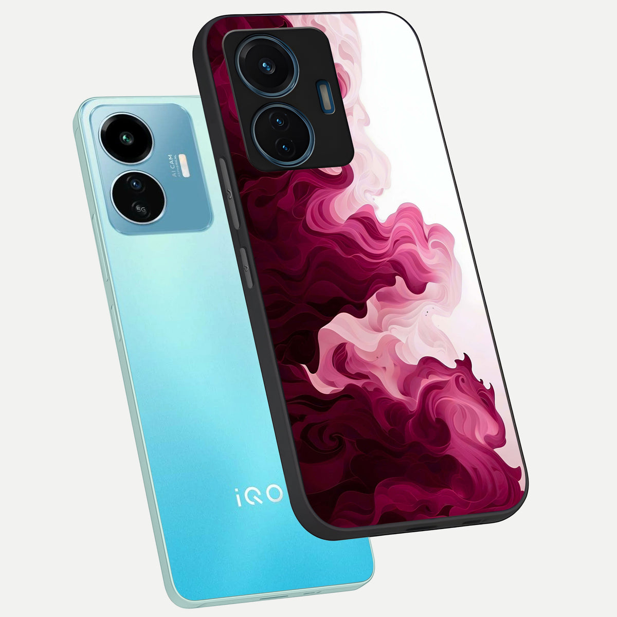  Crimson Wave Flow phone case For iQOO Z6 Lite 5G showing premium glass back cover with detailed artwork