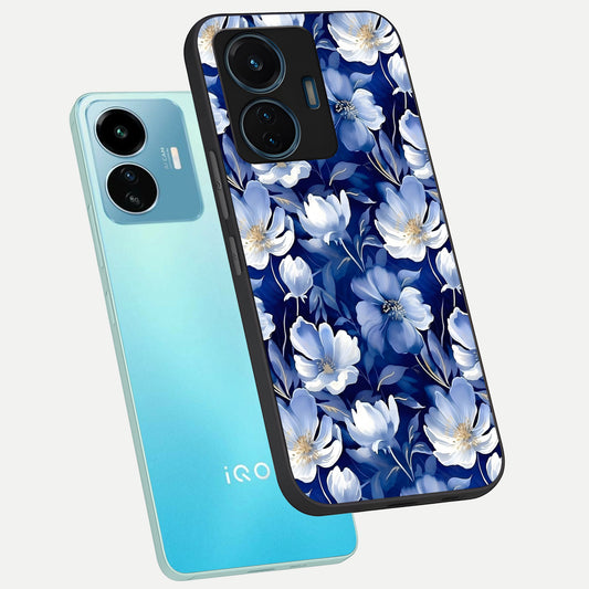  Cute Floral Patterns phone case For iQOO Z6 Lite 5G showing premium glass back cover with detailed artwork