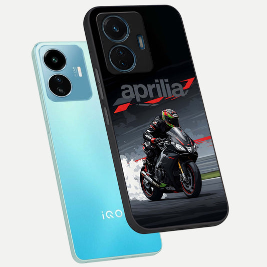  Dark Aprilla phone case For iQOO Z6 Lite 5G showing premium glass back cover with detailed artwork