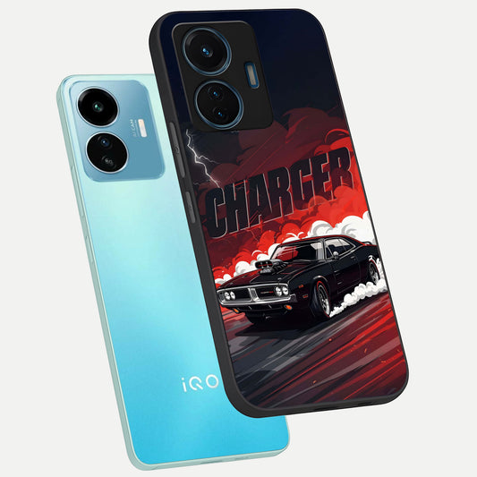  Dark Charger Fury phone case For iQOO Z6 Lite 5G showing premium glass back cover with detailed artwork
