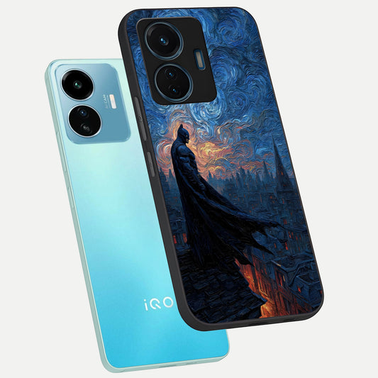  Dark Knight Dusk phone case For iQOO Z6 Lite 5G showing premium glass back cover with detailed artwork