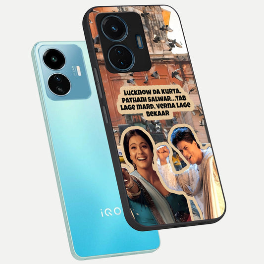  Desi Retro Vibes phone case For iQOO Z6 Lite 5G showing premium glass back cover with detailed artwork