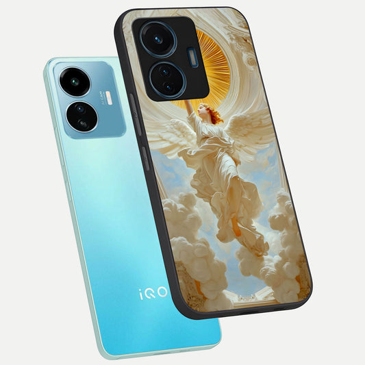  Divine Light Angel phone case For iQOO Z6 Lite 5G showing premium glass back cover with detailed artwork