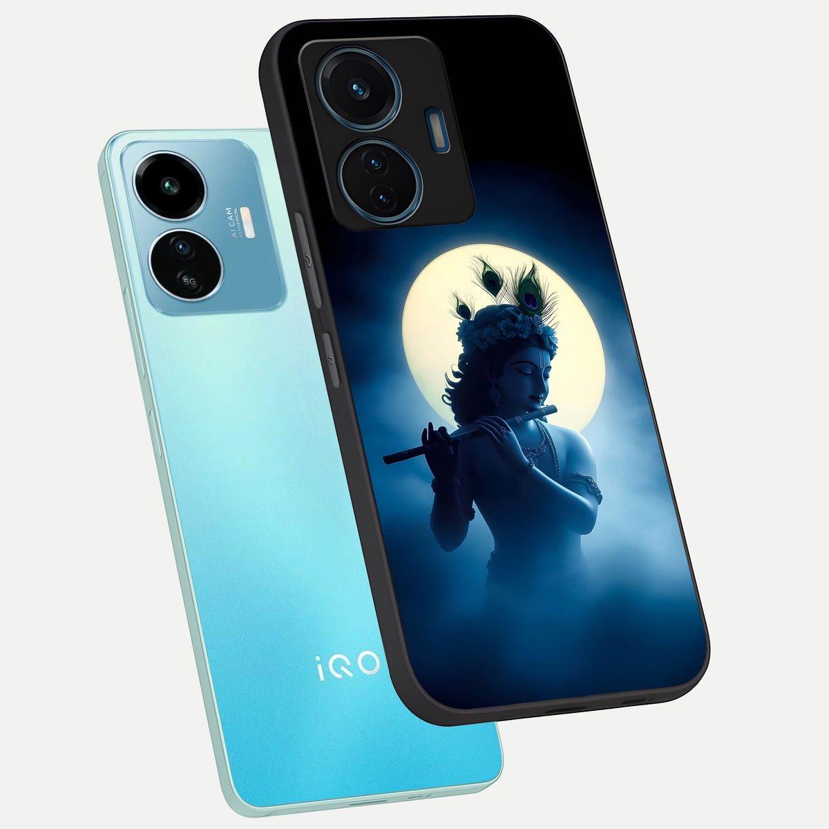  Divine Moon Flute phone case For iQOO Z6 Lite 5G showing premium glass back cover with detailed artwork