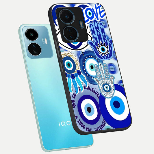  Evil Eyes Dream phone case For iQOO Z6 Lite 5G showing premium glass back cover with detailed artwork