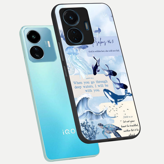  Faithful Ocean Promise phone case For iQOO Z6 Lite 5G showing premium glass back cover with detailed artwork