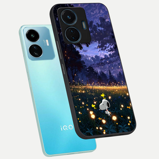  Firefly Meadow Magic phone case For iQOO Z6 Lite 5G showing premium glass back cover with detailed artwork