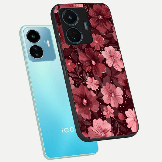  Flower Blush Bloom phone case For iQOO Z6 Lite 5G showing premium glass back cover with detailed artwork