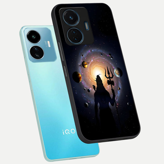  Galactic Shiva Vision phone case For iQOO Z6 Lite 5G showing premium glass back cover with detailed artwork