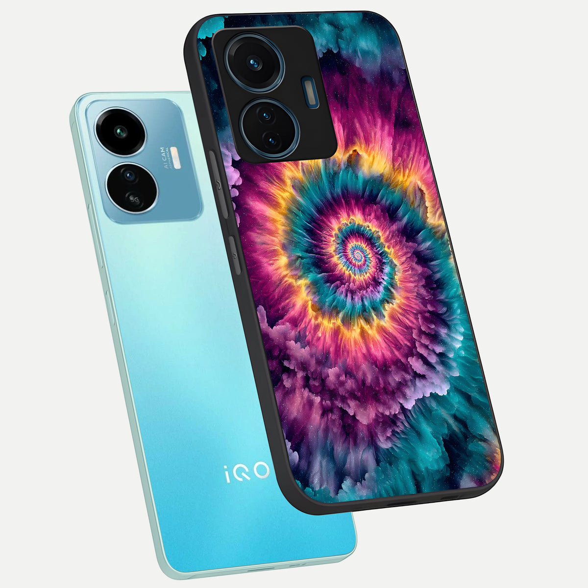  Galactic Spiral Burst phone case For iQOO Z6 Lite 5G showing premium glass back cover with detailed artwork