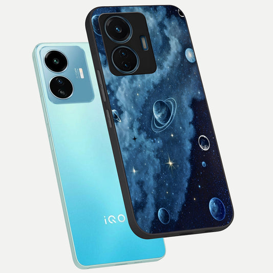  Galaxy Dream Space phone case For iQOO Z6 Lite 5G showing premium glass back cover with detailed artwork